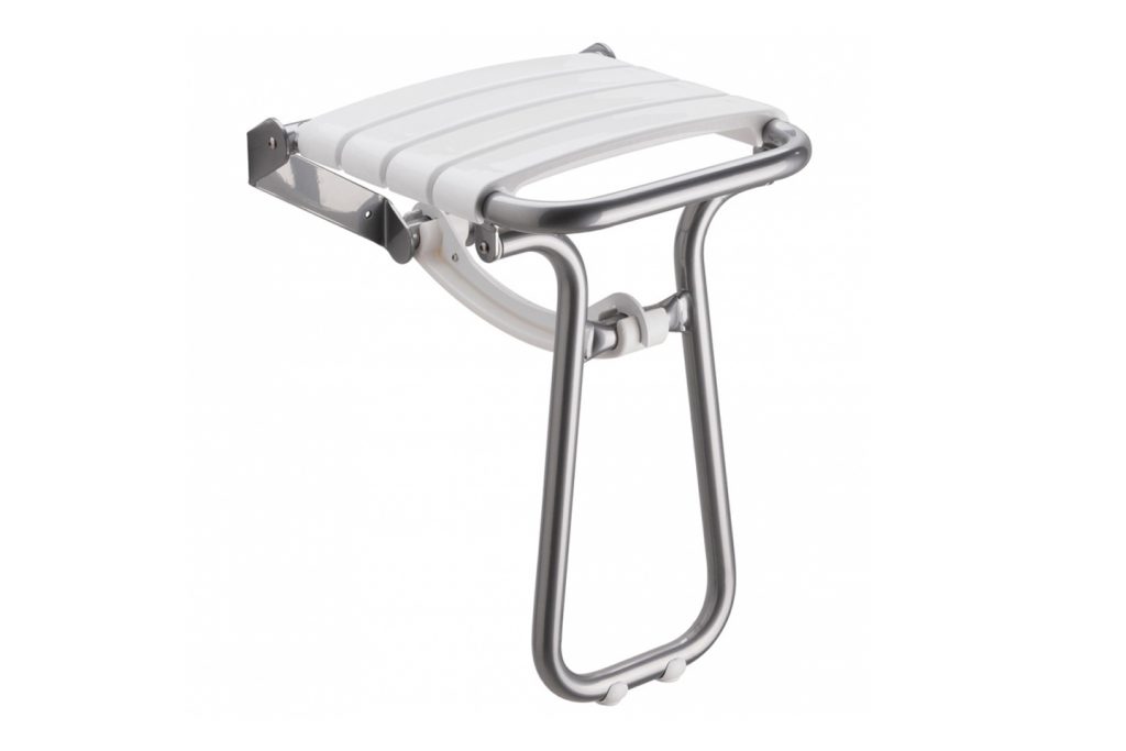 White and chrome grey foldaway shower seat Modern Taps & Showers